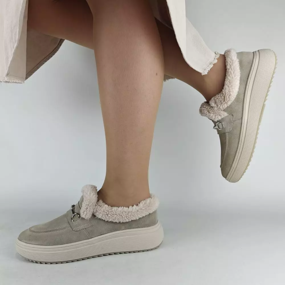 Женские зимние ботинки низкие MYZ 0081 ЛАТТЕ из натуральной замши Latte — изображение 7