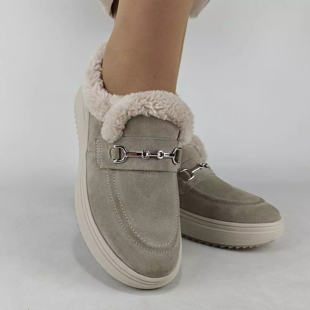 Женские зимние ботинки низкие MYZ 0081 ЛАТТЕ из натуральной замши Latte — изображение 6