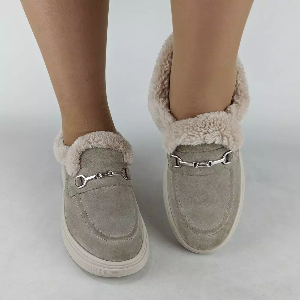 Женские зимние ботинки низкие MYZ 0081 ЛАТТЕ из натуральной замши Latte — изображение 8