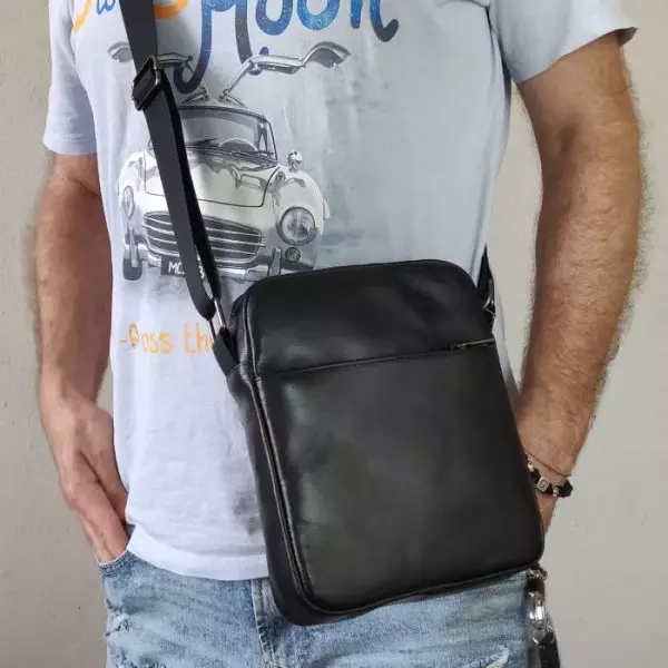 Мужская кожаная сумка из натуральной кожи MYZ NEW YORK через плечо мужская барсетка кросс-боди кожаная сумка-планшет Чоловіча шкіряна сумка з натуральної шкіри через плече чоловіча барсетка крос-боді Нью-Йорк шкіряна сумка-планшет