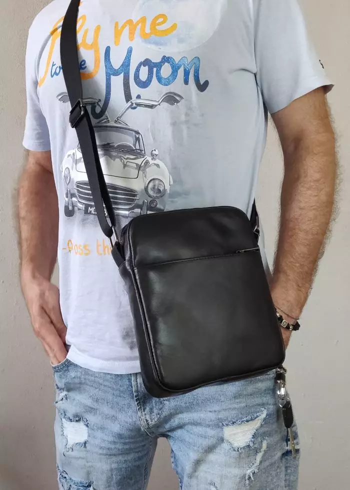 Мужская кожаная сумка из натуральной кожи MYZ NEW YORK через плечо мужская барсетка кросс-боди кожаная сумка-планшет Чоловіча шкіряна сумка з натуральної шкіри через плече чоловіча барсетка крос-боді Нью-Йорк шкіряна сумка-планшет