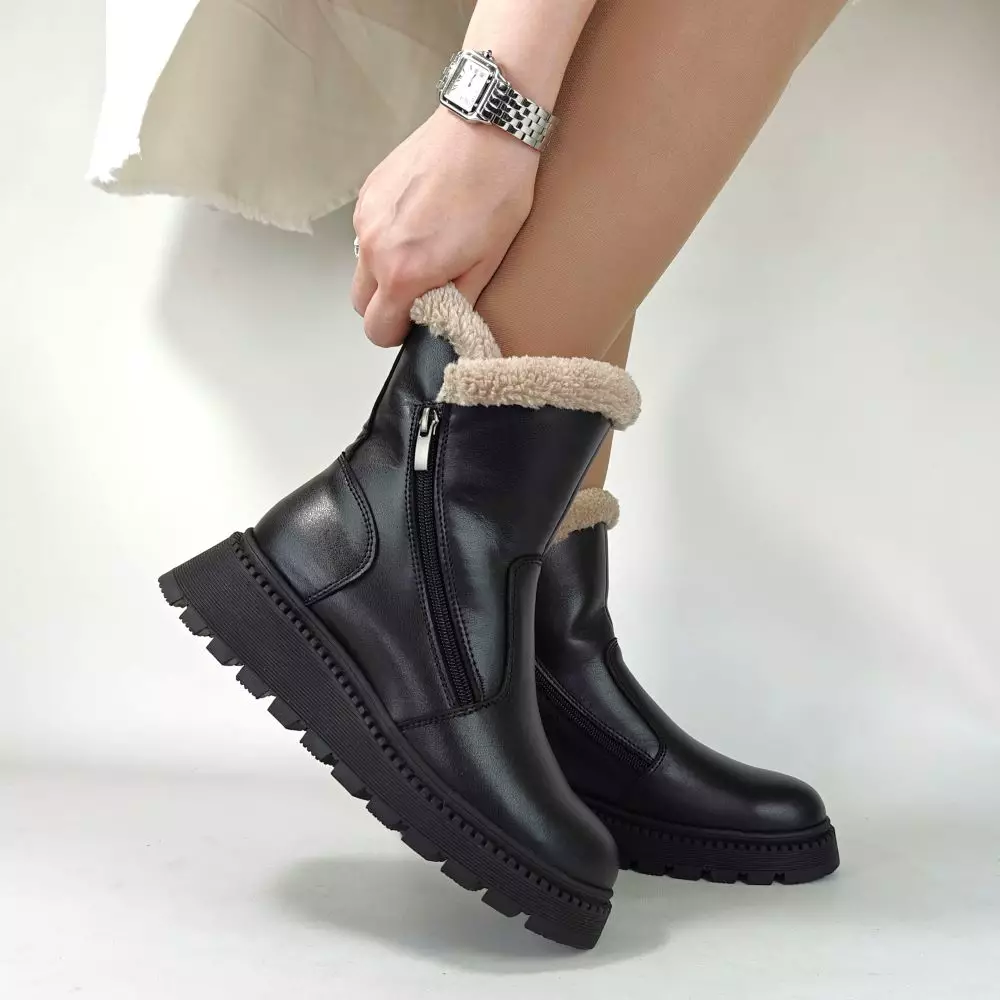 Купить зимние ботинки из натуральной кожи женские 36 37 38 39 40 41 размер жіночі черевики зимові натуральна шкіра хутро мех