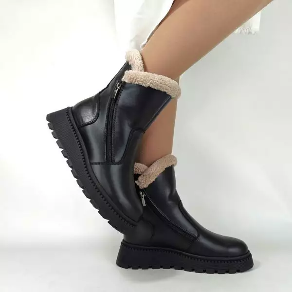 Купить зимние ботинки из натуральной кожи женские 36 37 38 39 40 41 размер жіночі черевики зимові натуральна шкіра хутро мех