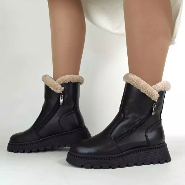 Купить зимние ботинки из натуральной кожи женские 36 37 38 39 40 41 размер жіночі черевики зимові натуральна шкіра хутро мех