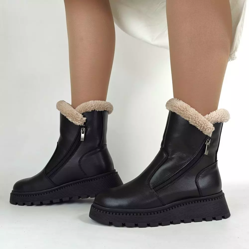 Купить зимние ботинки из натуральной кожи женские 36 37 38 39 40 41 размер жіночі черевики зимові натуральна шкіра хутро мех