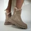 Ботинки женские MYZ кожаные молодежные бежевые нюд latte латте натуральная кожа и замша мех зимние 36 37 38 39 40 41 черевики жіночі натуральна замша лате шкіра бежева нюдова зимові хутро
