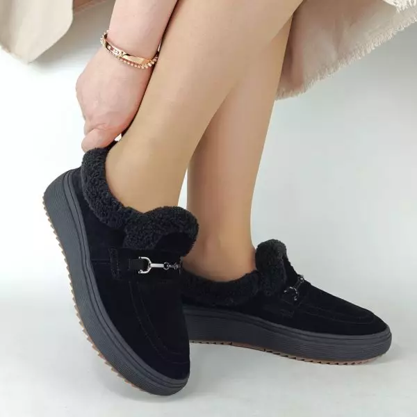 Alternative view of Жіночі зимові черевики низькі MYZ 0081 замша BLACK з натуральної замші