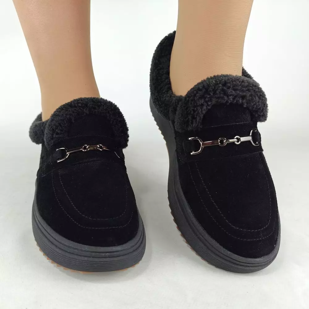 Женские зимние ботинки низкие MYZ 0081 BLACK из натуральной замши — изображение 5