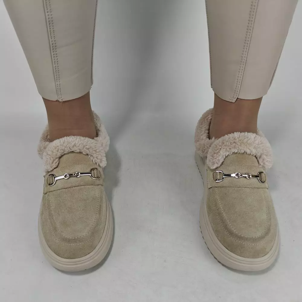 Женские зимние ботинки низкие MYZ 0081 светлый БЕЖ из натуральной замши — изображение 9