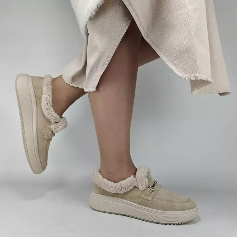 Женские зимние ботинки низкие MYZ 0081 светлый БЕЖ из натуральной замши — изображение 13