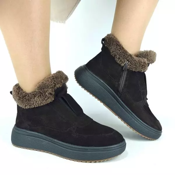 Ботинки женские MYZ кожаные молодежные бежевые нюд latte латте натуральная кожа и замша мех зимние 36 37 38 39 40 41 черевики жіночі натуральна замша лате шкіра коричнева шоколад зимові хутро