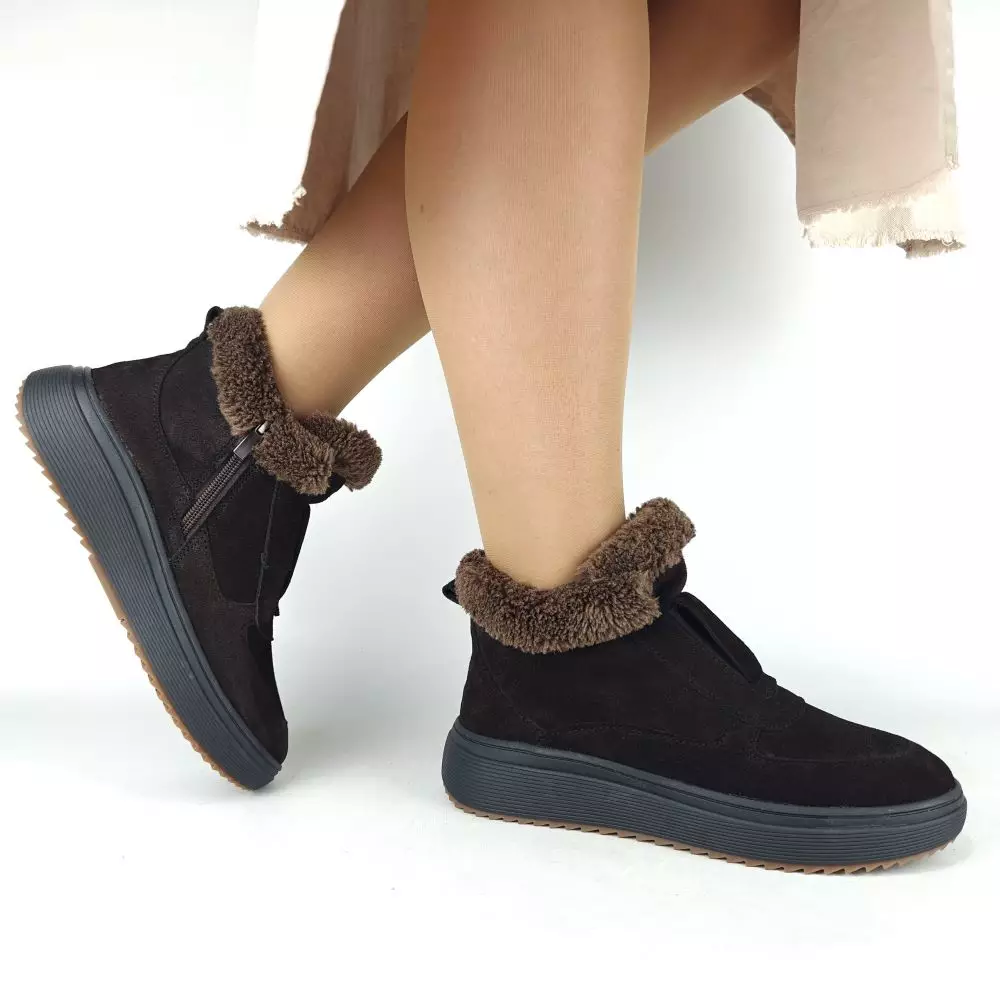 Ботинки женские MYZ кожаные молодежные бежевые нюд latte латте натуральная кожа и замша мех зимние 36 37 38 39 40 41 черевики жіночі натуральна замша лате шкіра коричнева шоколад зимові хутро