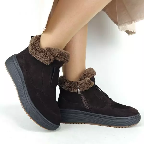 Ботинки женские MYZ кожаные молодежные бежевые нюд latte латте натуральная кожа и замша мех зимние 36 37 38 39 40 41 черевики жіночі натуральна замша лате шкіра коричнева шоколад зимові хутро