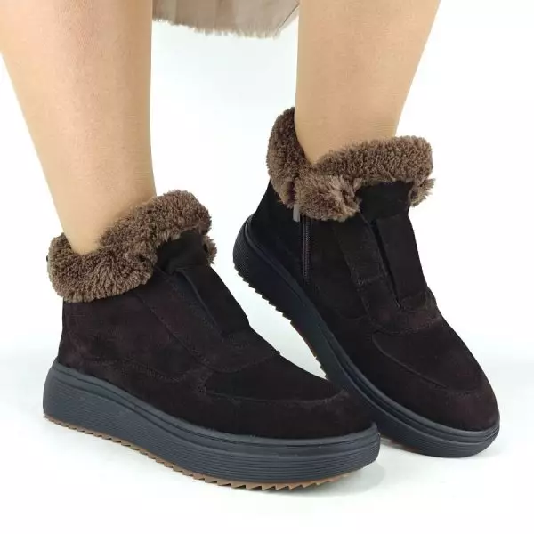 Ботинки женские MYZ кожаные молодежные бежевые нюд latte латте натуральная кожа и замша мех зимние 36 37 38 39 40 41 черевики жіночі натуральна замша лате шкіра коричнева шоколад зимові хутро