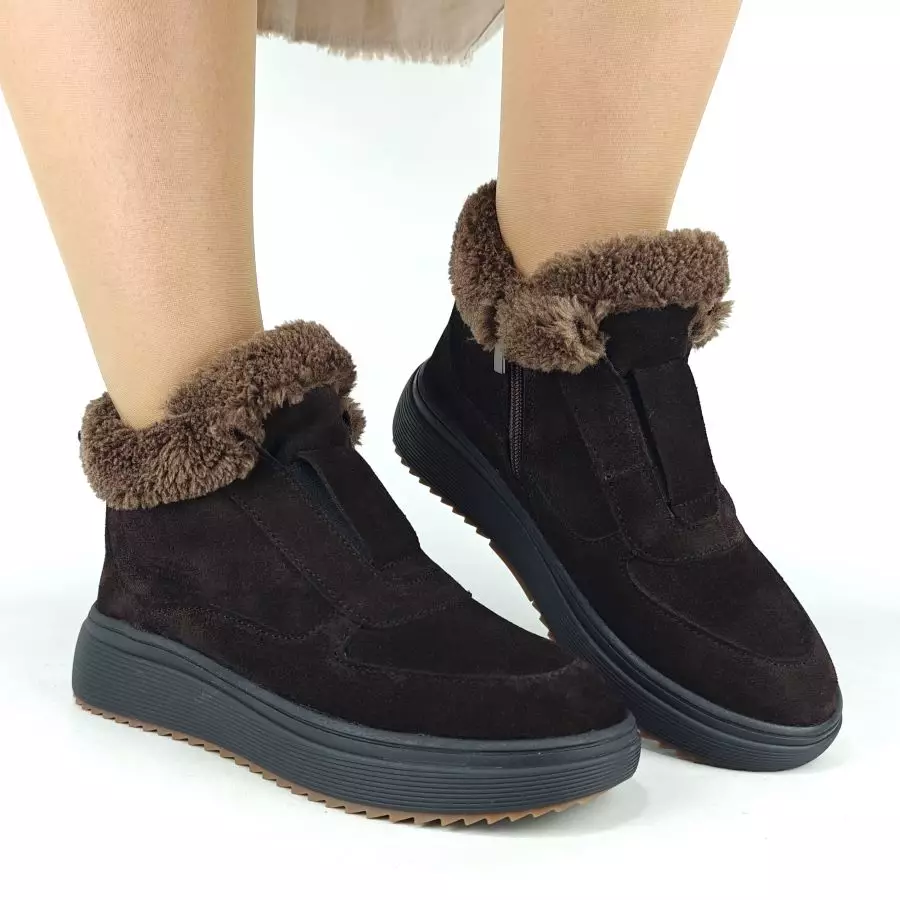 Ботинки женские MYZ кожаные молодежные бежевые нюд latte латте натуральная кожа и замша мех зимние 36 37 38 39 40 41 черевики жіночі натуральна замша лате шкіра коричнева шоколад зимові хутро