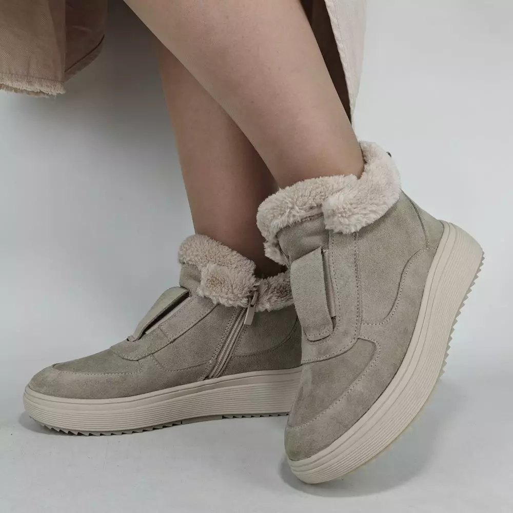 купить Ботинки женские MYZ кожаные молодежные бежевые нюд latte латте натуральная кожа и замша мех зимние 36 37 38 39 40 41 черевики жіночі натуральна замша лате шкіра бежева нюдова зимові хутро