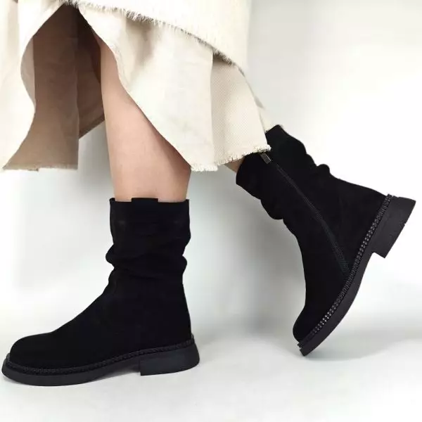 Ботинки женские MYZ кожаные молодежные натуральная кожа и замша черная мех зимние 36 37 38 39 40 41 черевики жіночі натуральна замша шкіра чорна зимові хутро