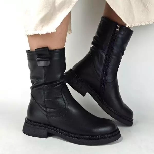 Ботинки женские MYZ кожаные молодежные натуральная кожа и замша черная мех зимние 36 37 38 39 40 41 черевики жіночі натуральна замша шкіра чорна зимові хутро
