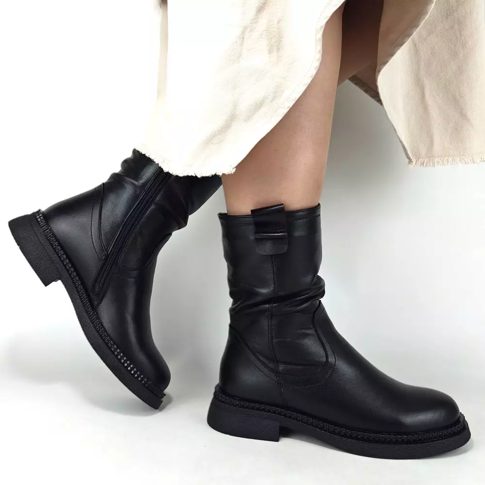 Ботинки женские MYZ кожаные молодежные натуральная кожа и замша черная мех зимние 36 37 38 39 40 41 черевики жіночі натуральна замша шкіра чорна зимові хутро