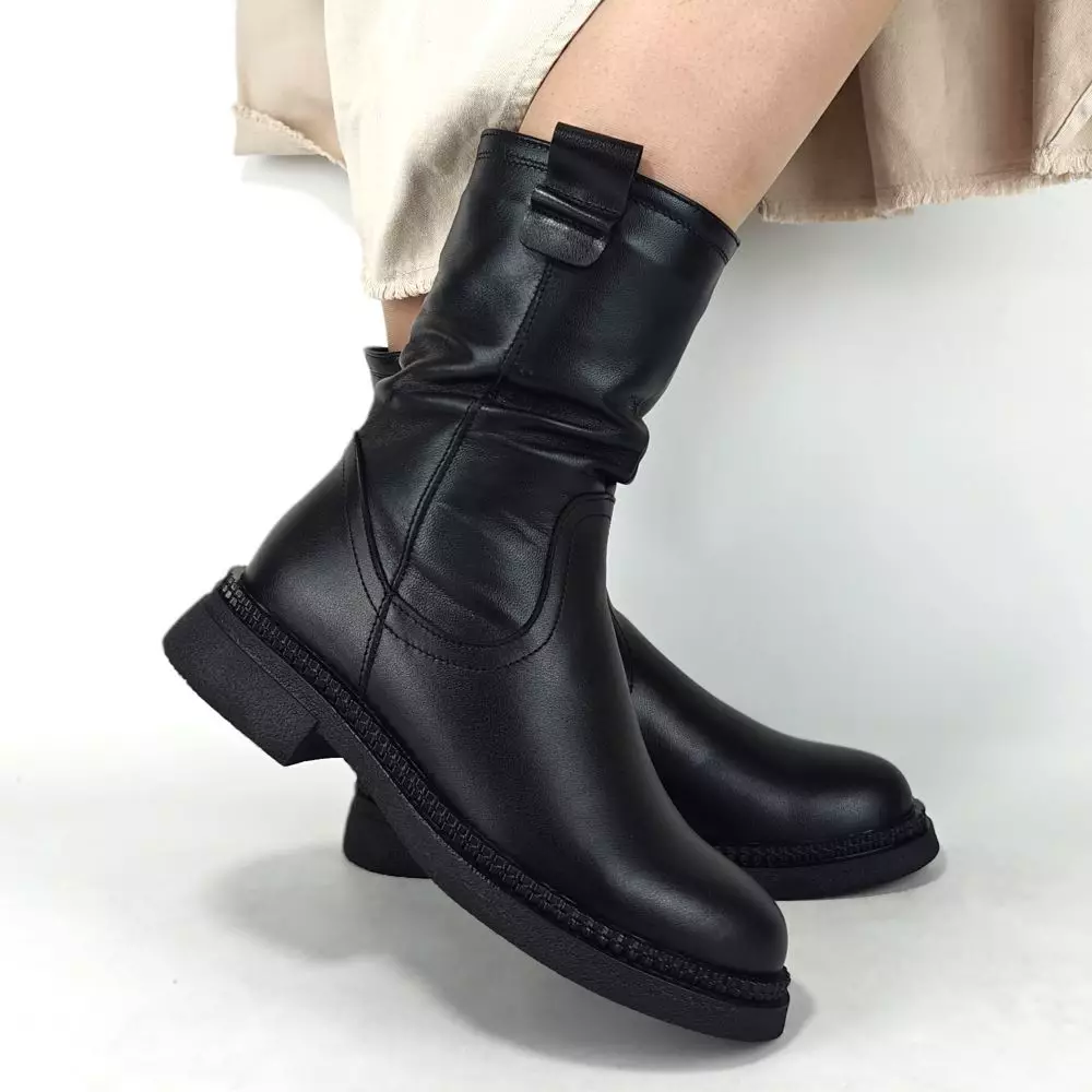 Ботинки женские MYZ кожаные молодежные натуральная кожа и замша черная мех зимние 36 37 38 39 40 41 черевики жіночі натуральна замша шкіра чорна зимові хутро