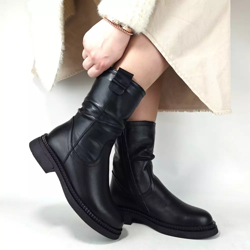 Ботинки женские MYZ кожаные молодежные натуральная кожа и замша черная мех зимние 36 37 38 39 40 41 черевики жіночі натуральна замша шкіра чорна зимові хутро