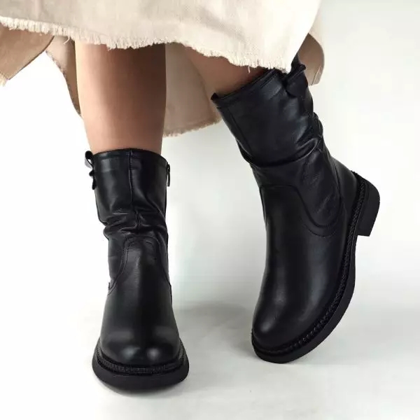 Ботинки женские MYZ кожаные молодежные натуральная кожа и замша черная мех зимние 36 37 38 39 40 41 черевики жіночі натуральна замша шкіра чорна зимові хутро