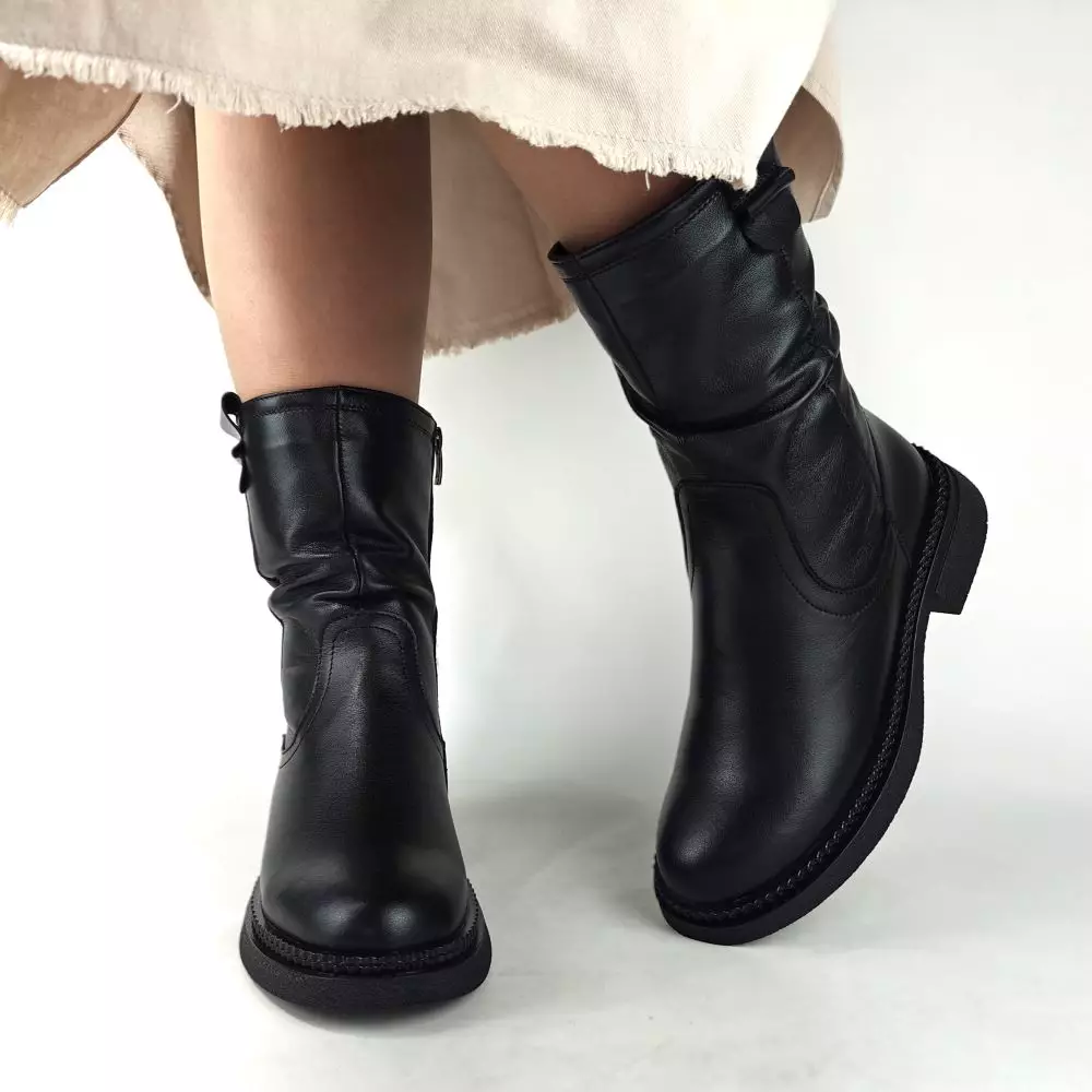 Ботинки женские MYZ кожаные молодежные натуральная кожа и замша черная мех зимние 36 37 38 39 40 41 черевики жіночі натуральна замша шкіра чорна зимові хутро