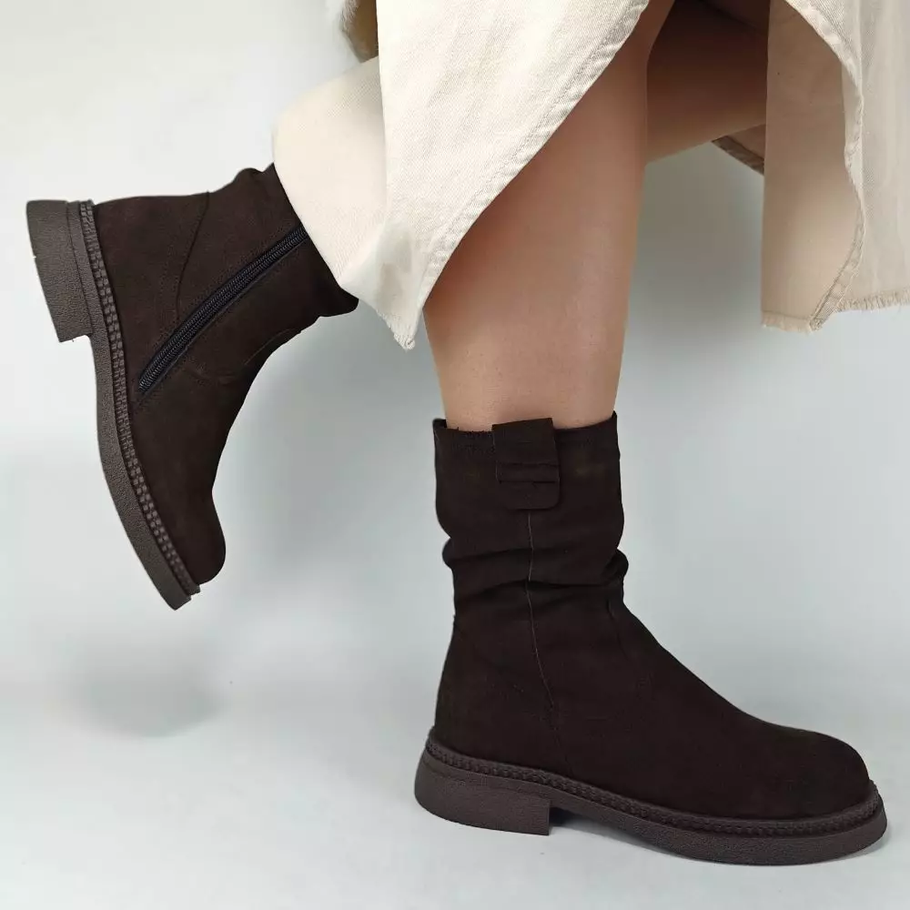 Ботинки женские MYZ кожаные молодежные бежевые нюд latte латте натуральная кожа и замша мех зимние 36 37 38 39 40 41 черевики жіночі натуральна замша лате шкіра коричнева шоколад зимові хутро