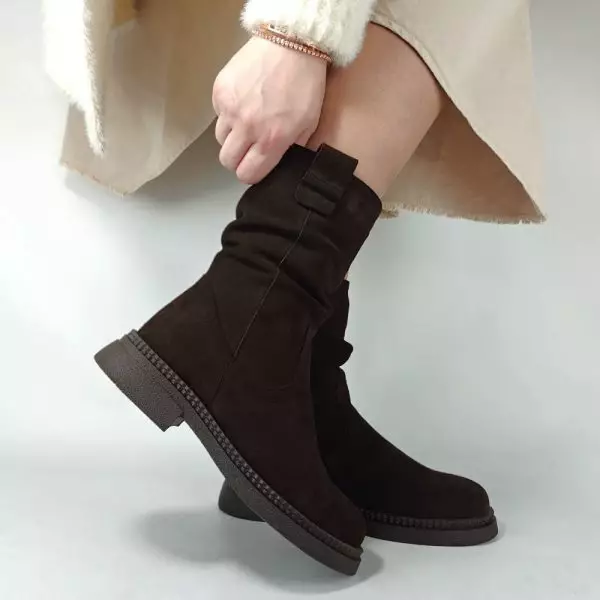 Ботинки женские MYZ кожаные молодежные бежевые нюд latte латте натуральная кожа и замша мех зимние 36 37 38 39 40 41 черевики жіночі натуральна замша лате шкіра коричнева шоколад зимові хутро