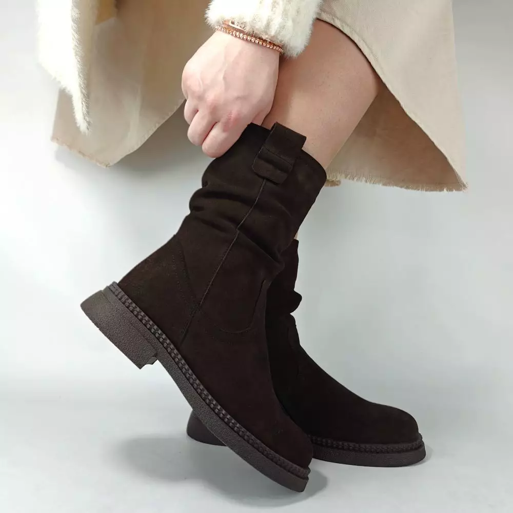Ботинки женские MYZ кожаные молодежные бежевые нюд latte латте натуральная кожа и замша мех зимние 36 37 38 39 40 41 черевики жіночі натуральна замша лате шкіра коричнева шоколад зимові хутро