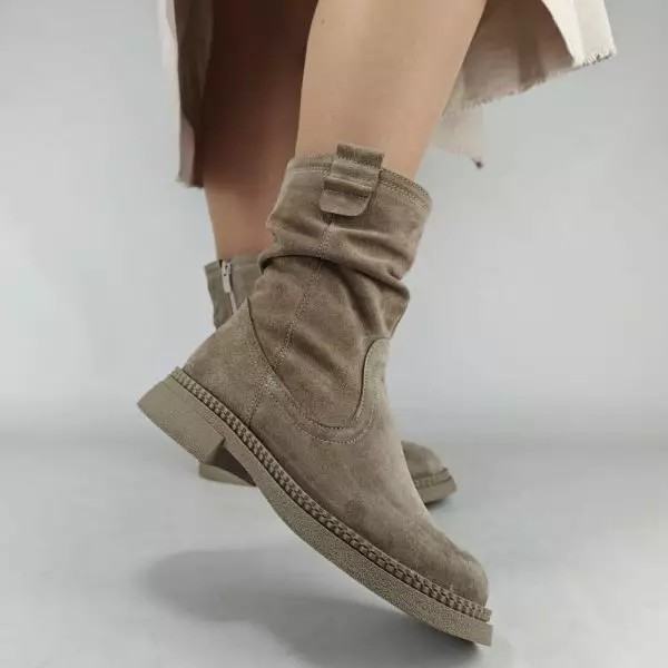 Ботинки женские MYZ МАЙЗ кожаные молодежные бежевые нюд latte латте натуральная кожа и замша мех зимние 36 37 38 39 40 41 черевики жіночі натуральна замша лате шкіра бежева нюдова зимові хутро