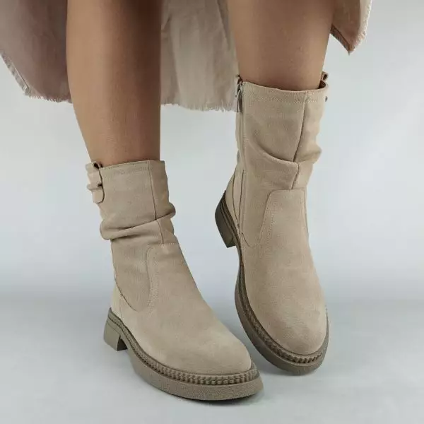 Ботинки женские MYZ МАЙЗ кожаные молодежные бежевые нюд latte латте натуральная кожа и замша мех зимние 36 37 38 39 40 41 черевики жіночі натуральна замша лате шкіра бежева нюдова зимові хутро