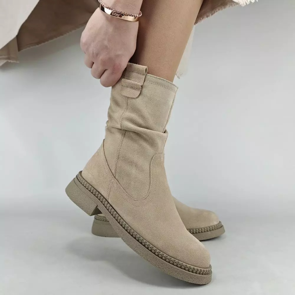 Ботинки женские MYZ МАЙЗ кожаные молодежные бежевые нюд latte латте натуральная кожа и замша мех зимние 36 37 38 39 40 41 черевики жіночі натуральна замша лате шкіра бежева нюдова зимові хутро