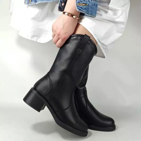 Сапоги полусапожки женские MYZ кожаные молодежные черная натуральная кожа и замша мех зимние 36 37 38 39 40 41 черевики чоботи напівчоботи жіночі натуральна замша шкіра чорна зимові хутро