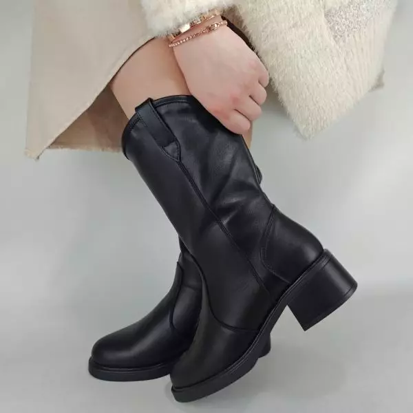 Сапоги полусапожки женские MYZ кожаные молодежные черная натуральная кожа и замша мех зимние 36 37 38 39 40 41 черевики чоботи напівчоботи жіночі натуральна замша шкіра чорна зимові хутро