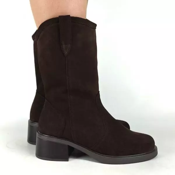 Сапоги полусапожки женские MYZ кожаные молодежные коричневая натуральная кожа и замша шоколад мех зимние 36 37 38 39 40 41 черевики чоботи напівчоботи жіночі натуральна замша лате шкіра коричнева шоколад зимові хутро