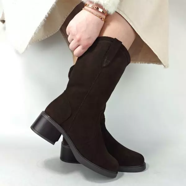 Сапоги полусапожки женские MYZ кожаные молодежные коричневая натуральная кожа и замша шоколад мех зимние 36 37 38 39 40 41 черевики чоботи напівчоботи жіночі натуральна замша лате шкіра коричнева шоколад зимові хутро