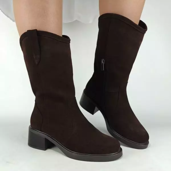 Сапоги полусапожки женские MYZ кожаные молодежные коричневая натуральная кожа и замша шоколад мех зимние 36 37 38 39 40 41 черевики чоботи напівчоботи жіночі натуральна замша лате шкіра коричнева шоколад зимові хутро