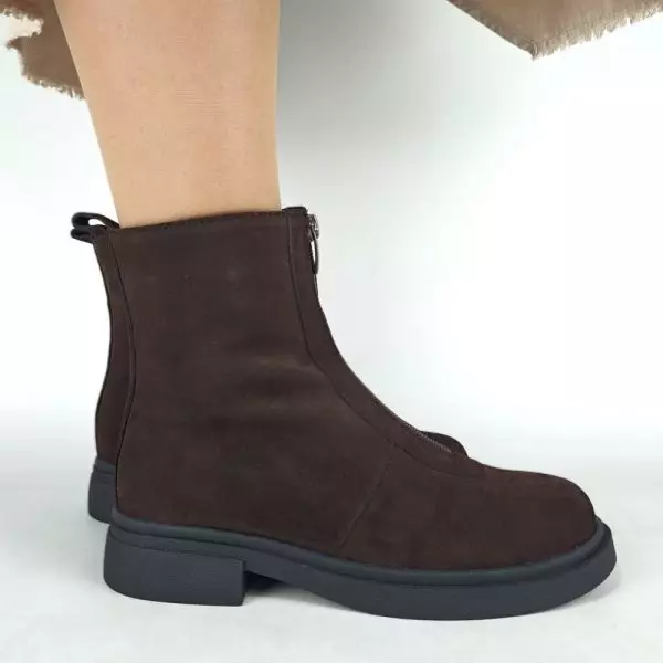 Ботинки женские MYZ кожаные молодежные бежевые нюд latte латте натуральная кожа и замша мех зимние 36 37 38 39 40 41 черевики жіночі натуральна замша лате шкіра коричнева шоколад зимові хутро