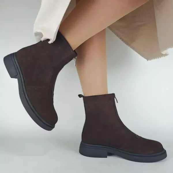 Ботинки женские MYZ кожаные молодежные бежевые нюд latte латте натуральная кожа и замша мех зимние 36 37 38 39 40 41 черевики жіночі натуральна замша лате шкіра коричнева шоколад зимові хутро