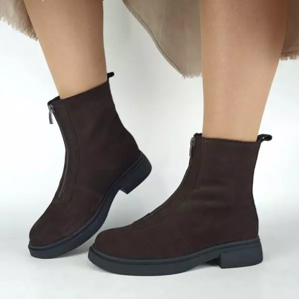 Ботинки женские MYZ кожаные молодежные бежевые нюд latte латте натуральная кожа и замша мех зимние 36 37 38 39 40 41 черевики жіночі натуральна замша лате шкіра коричнева шоколад зимові хутро