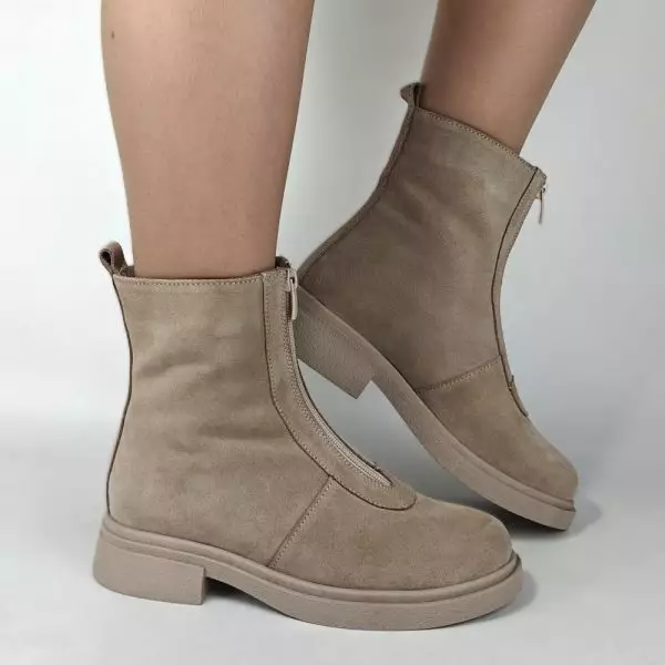 купить Ботинки женские MYZ кожаные молодежные бежевые нюд latte латте натуральная кожа и замша мех зимние 36 37 38 39 40 41 черевики жіночі натуральна замша лате шкіра бежева нюдова зимові хутро
