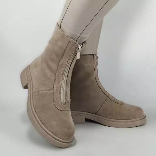 купить Ботинки женские MYZ кожаные молодежные бежевые нюд latte латте натуральная кожа и замша мех зимние 36 37 38 39 40 41 черевики жіночі натуральна замша лате шкіра бежева нюдова зимові хутро