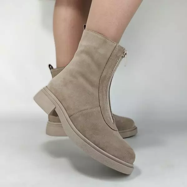 купить Ботинки женские MYZ кожаные молодежные бежевые нюд latte латте натуральная кожа и замша мех зимние 36 37 38 39 40 41 черевики жіночі натуральна замша лате шкіра бежева нюдова зимові хутро