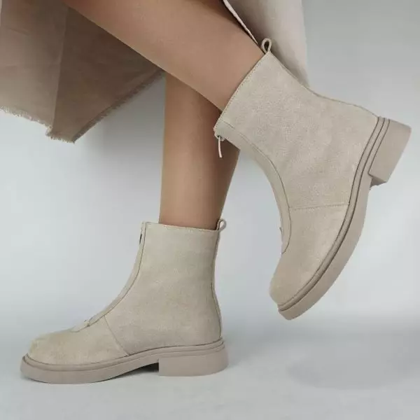 Ботинки женские MYZ МАЙЗ кожаные молодежные бежевые нюд светлый беж натуральная кожа и замша мех зимние 36 37 38 39 40 41 черевики жіночі натуральна шкіра бежева нюдова зимові хутро