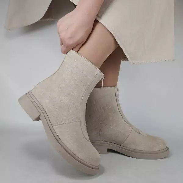 Ботинки женские MYZ МАЙЗ кожаные молодежные бежевые нюд светлый беж натуральная кожа и замша мех зимние 36 37 38 39 40 41 черевики жіночі натуральна шкіра бежева нюдова зимові хутро