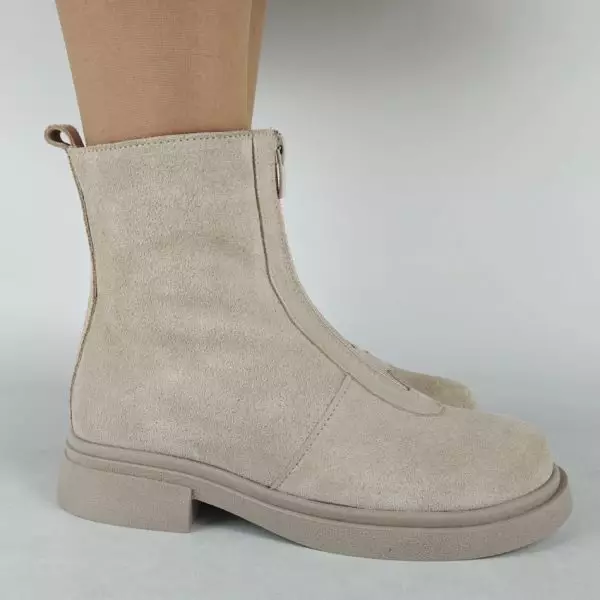 Ботинки женские MYZ МАЙЗ кожаные молодежные бежевые нюд светлый беж натуральная кожа и замша мех зимние 36 37 38 39 40 41 черевики жіночі натуральна шкіра бежева нюдова зимові хутро