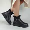 Ботинки женские MYZ кожаные молодежные натуральная кожа и замша черная мех зимние 36 37 38 39 40 41 черевики жіночі натуральна шкіра чорна зимові хутро