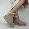 Ботинки женские MYZ кожаные молодежные бежевые нюд latte латте натуральная кожа и замша мех зимние 36 37 38 39 40 41 черевики жіночі натуральна замша лате шкіра бежева нюдова зимові хутро