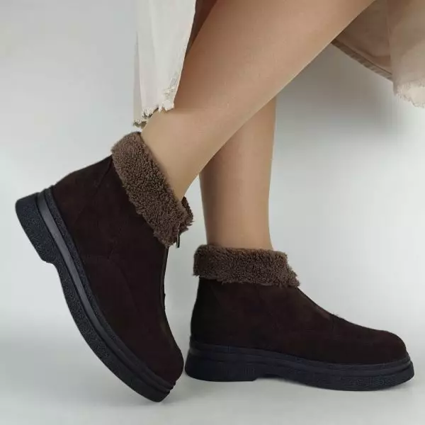 Ботинки женские MYZ МАЙЗ кожаные молодежные бежевые нюд latte латте натуральная кожа и замша мех зимние 36 37 38 39 40 41 черевики жіночі натуральна замша лате шкіра коричнева шоколад зимові хутро